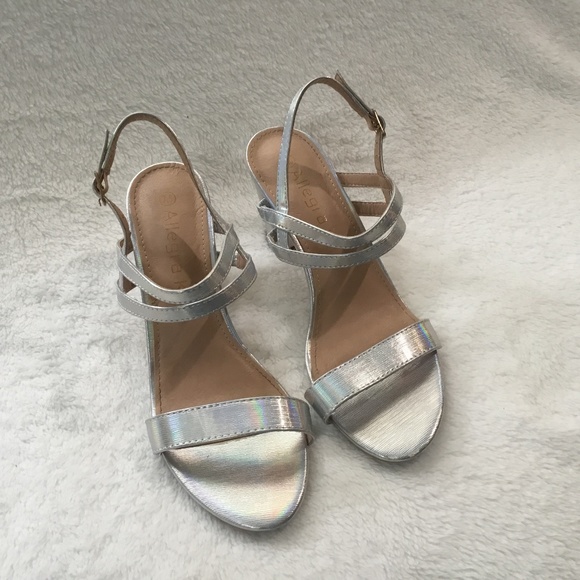 Open Toe Slingback Chunky Hell Strap Sandals size 7.5 USA - Picture 1 of 5